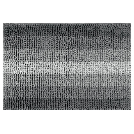 Contrasting Color Striped Bathroom Rugs, Non-Slip Plush Shaggy Bath Mats