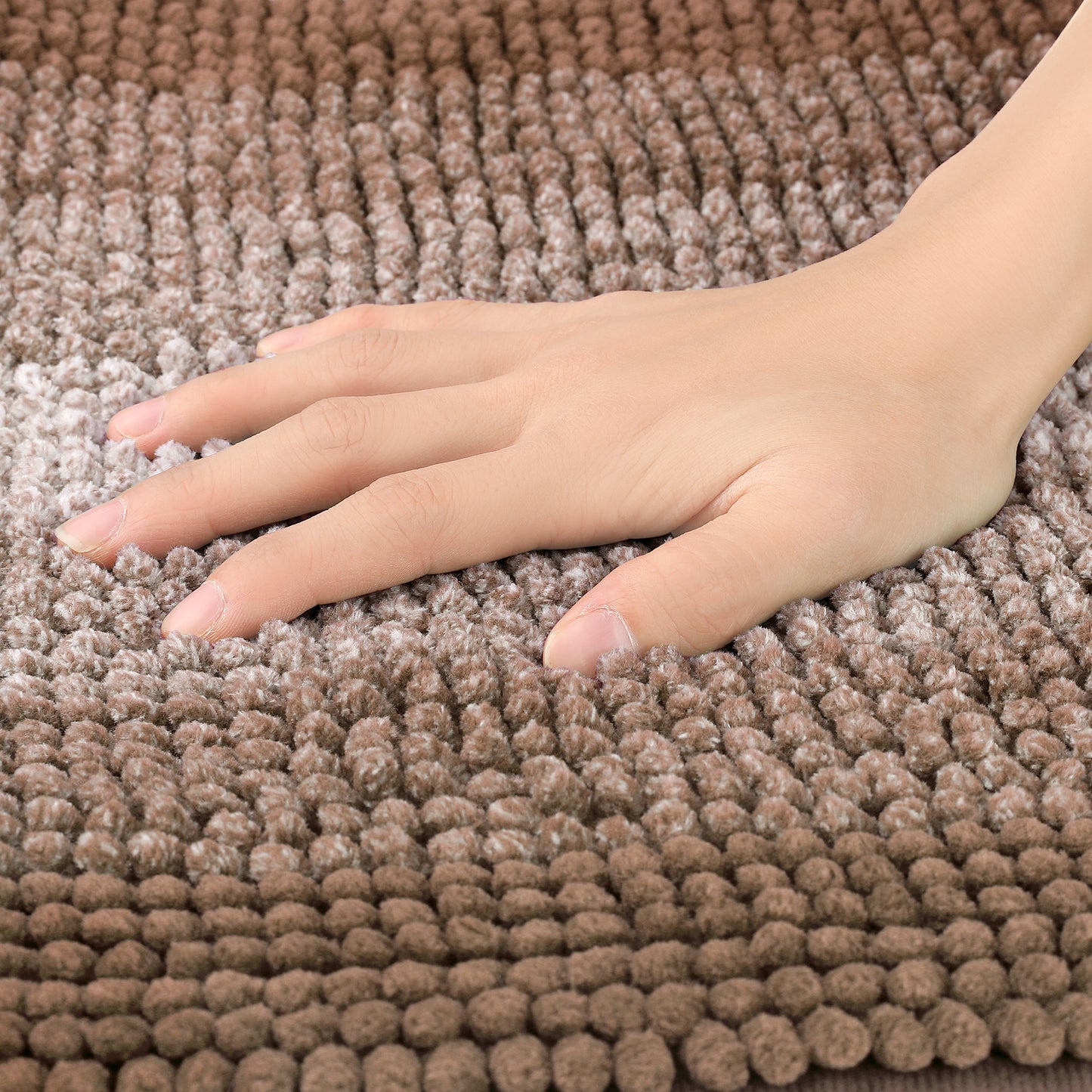 Contrasting Color Striped Bathroom Rugs, Non-Slip Plush Shaggy Bath Mats