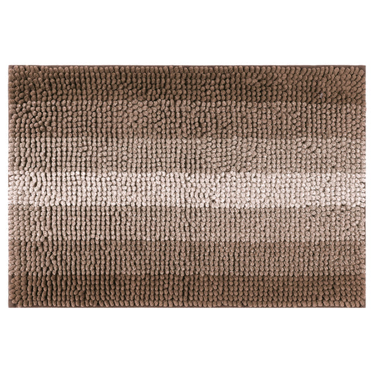 Contrasting Color Striped Bathroom Rugs, Non-Slip Plush Shaggy Bath Mats