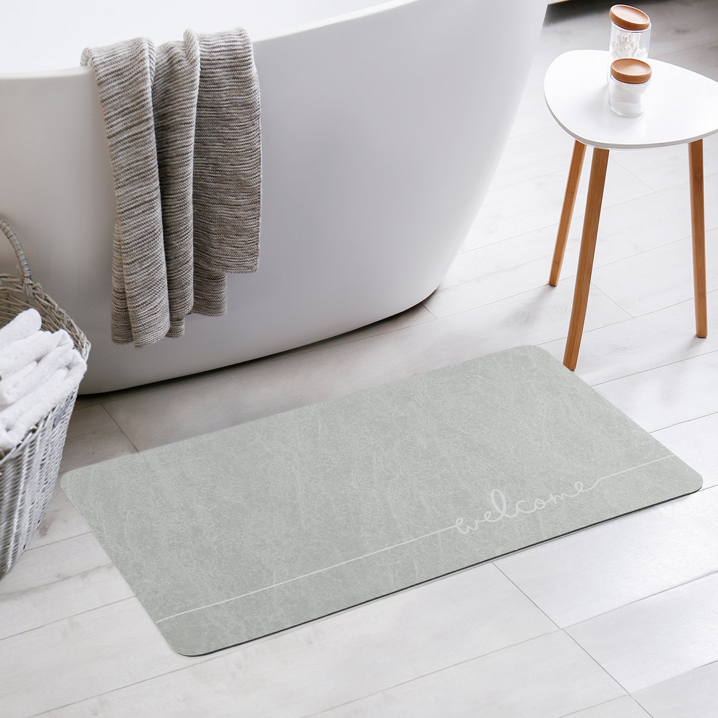 Absorbent Bath Mat Rug, Quick Drying Bath Mats Non-Slip Floor Rug Rubber Backed