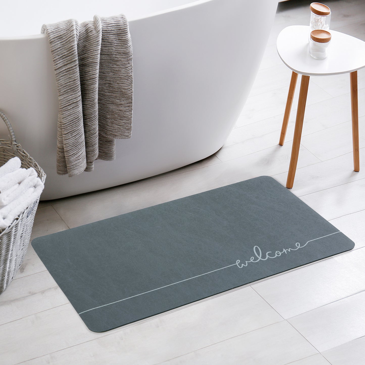 Absorbent Bath Mat Rug, Quick Drying Bath Mats Non-Slip Floor Rug Rubber Backed