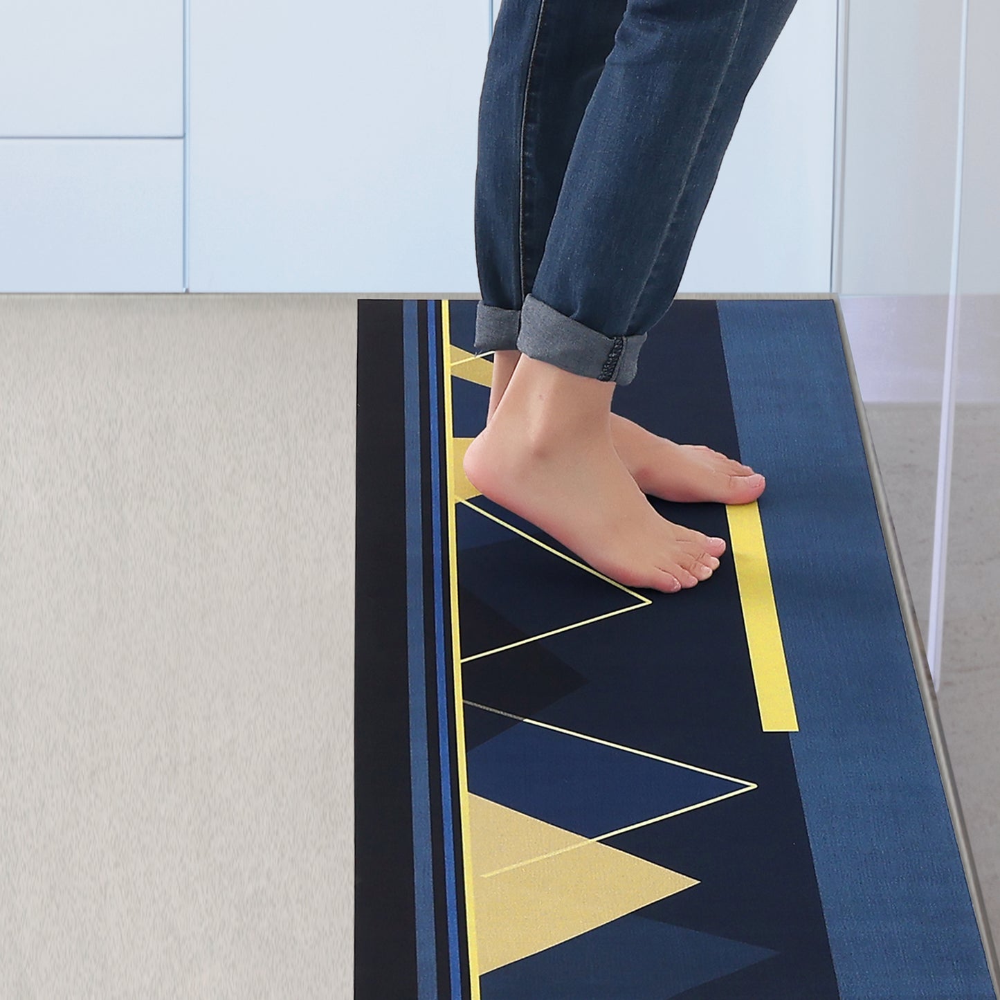Geometric Kitchen Rug, Non-Slip Kitchen Runner Rug, Modern Kitchen Floor Mats for Kitchen Home