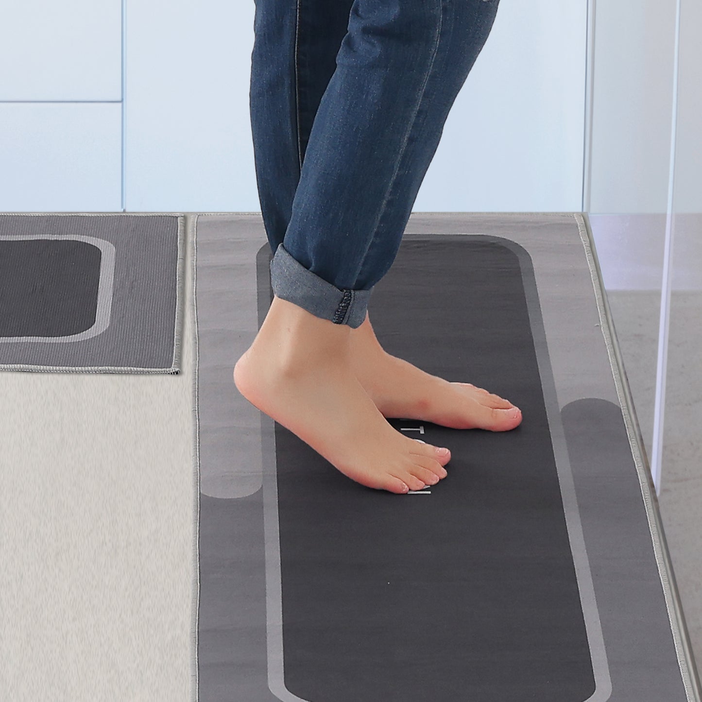 Geometric Kitchen Rug Mats, Set of 2 Pieces, Modern Kitchen Rugs Washable Kitchen Floor Mats