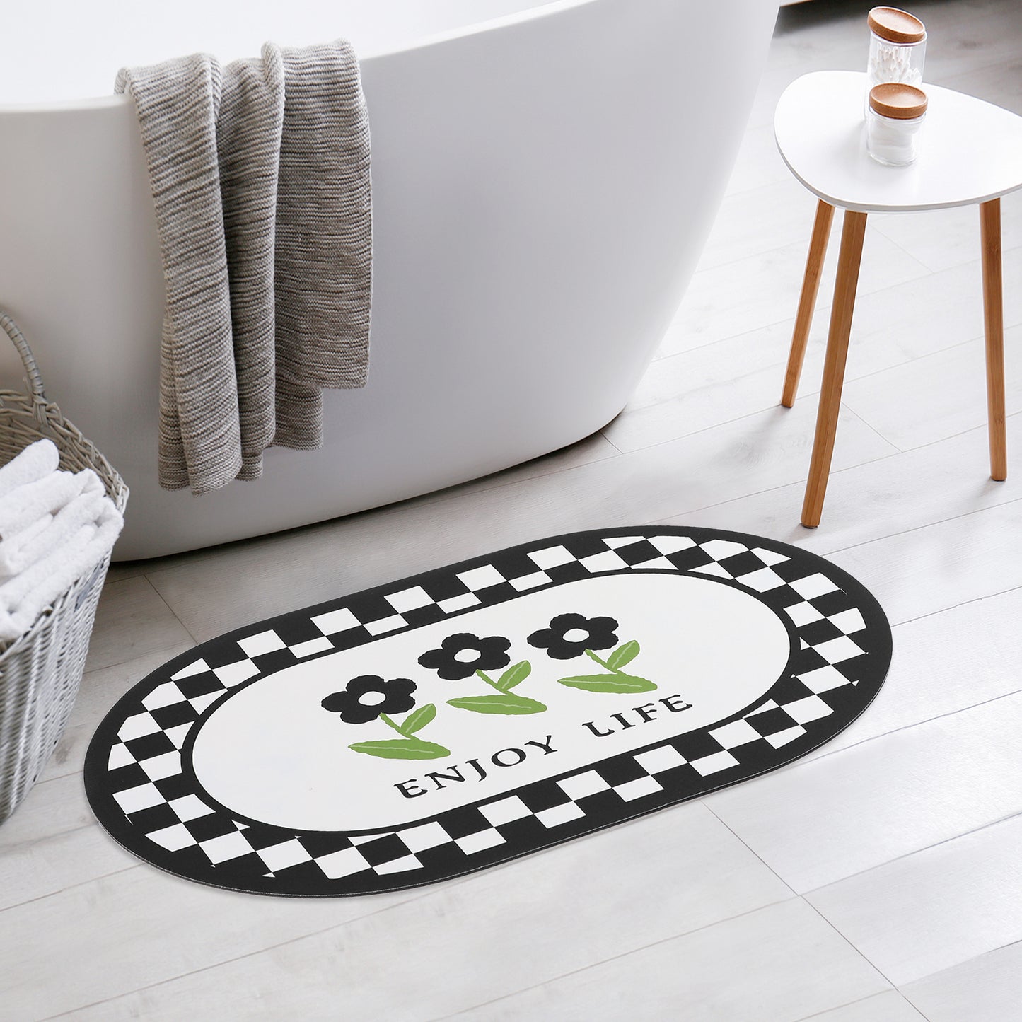 Floral Bath Mat, Bath Rugs Non-Slip Absorbent Washable, Bath Mats for Bathroom Floor
