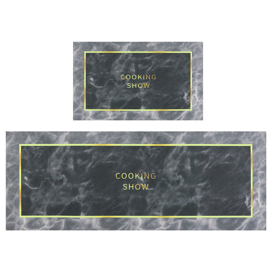 Abstract Printed 2 Pieces Kitchen Mat, Waterproof Non-Slip for Kitchen and Floor Home