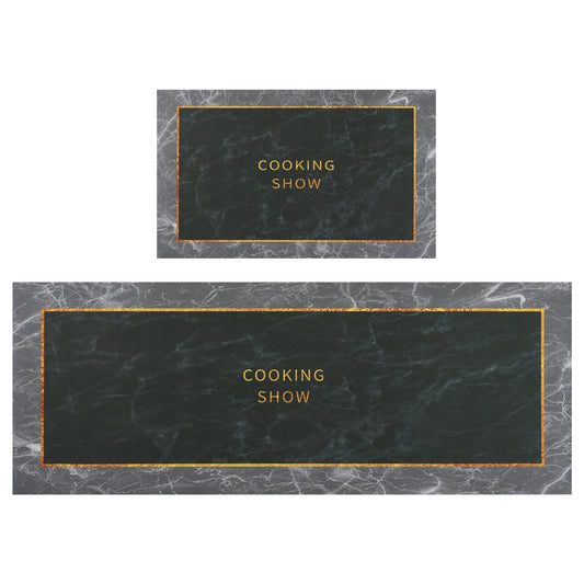 Abstract Printed 2 Pieces Kitchen Mat, Waterproof Non-Slip for Kitchen and Floor Home