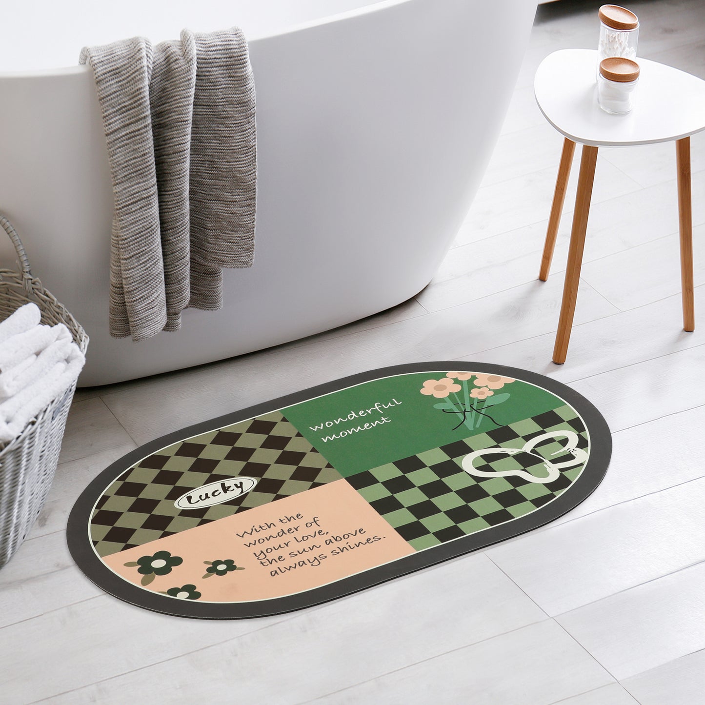 Bath Mat Rug, Abstract Non-Slip Absorbent Bathroom Floor Mat for Shower Bathtub