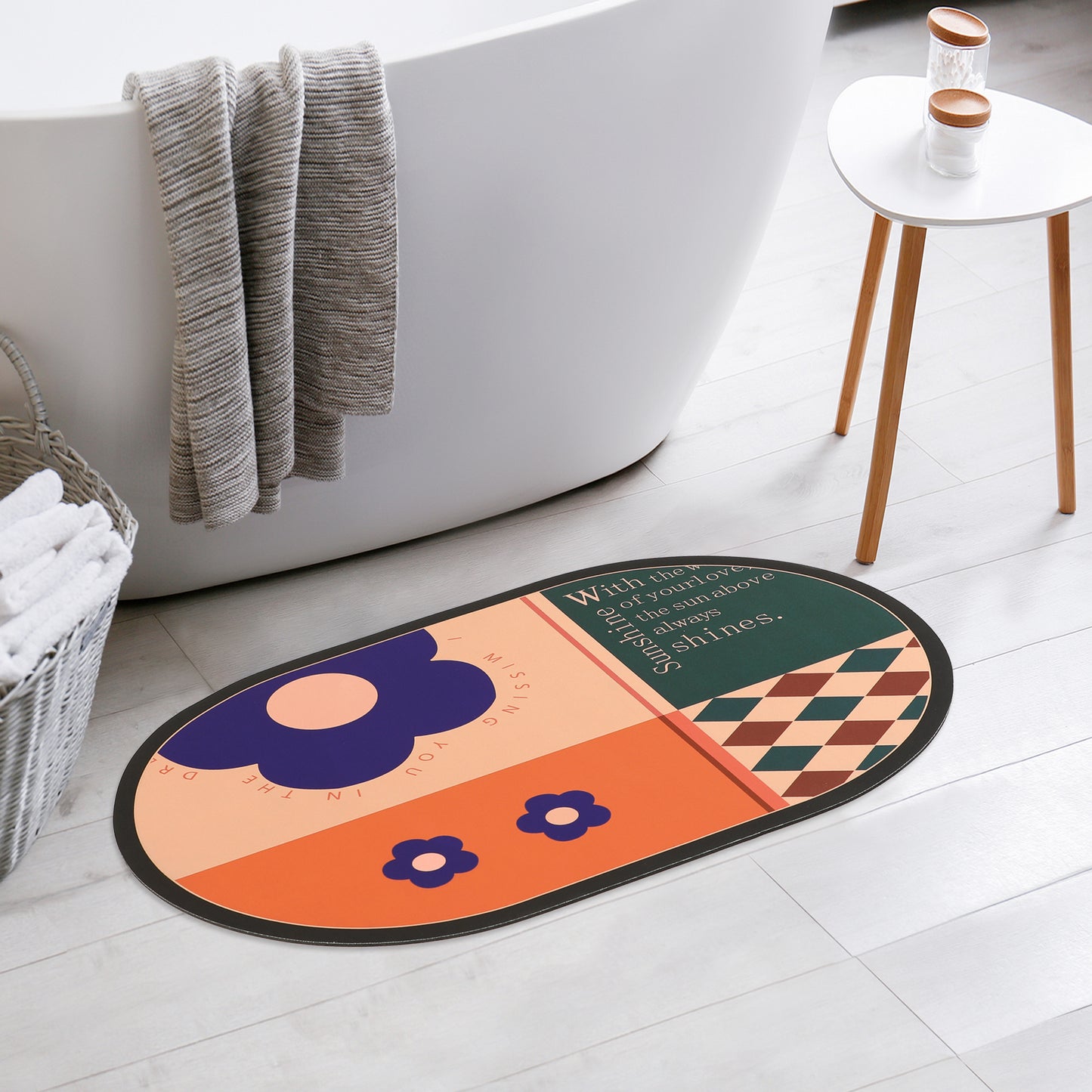 Bath Mat Rug, Abstract Non-Slip Absorbent Bathroom Floor Mat for Shower Bathtub
