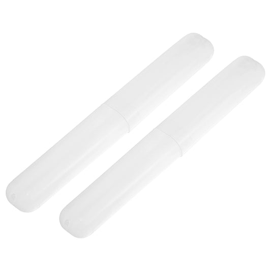 2 Pcs Lightweight Small Traveling Toothbrush Case, 7.48"x1.06" White