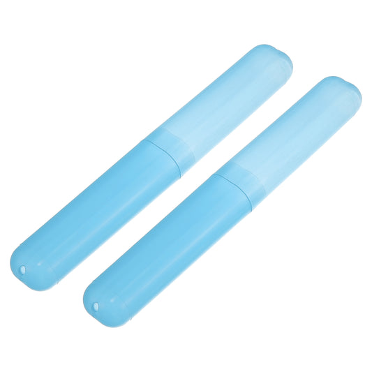 2 Pcs Lightweight Small Traveling Toothbrush Case, 7.48"x1.06" Blue