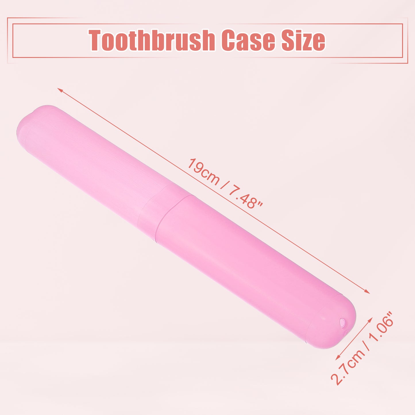 Estuche de viaje ligero para cepillos de dientes (2 unidades), 19 x 2,7 cm, color rosa