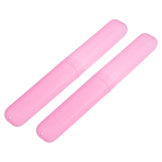 Estuche de viaje ligero para cepillos de dientes (2 unidades), 19 x 2,7 cm, color rosa