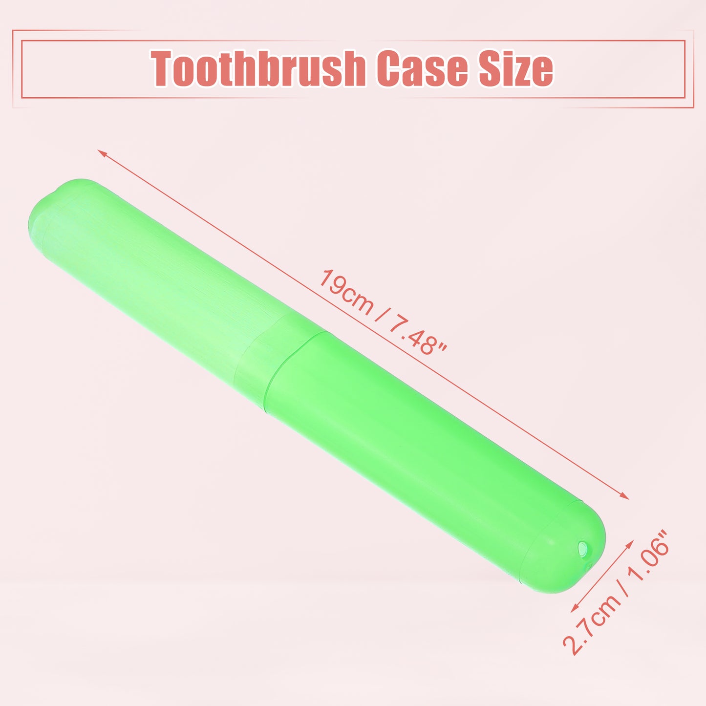 2 Pcs Lightweight Small Traveling Toothbrush Case, 7.48"x1.06" Green