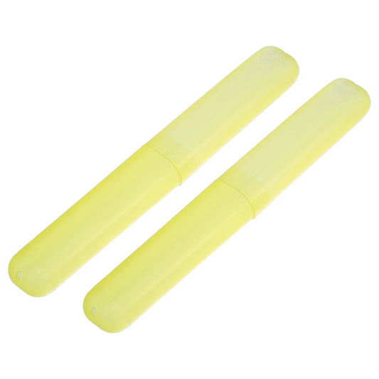 Estuche de viaje ligero para cepillos de dientes (2 unidades), 19 x 2,7 cm, amarillo