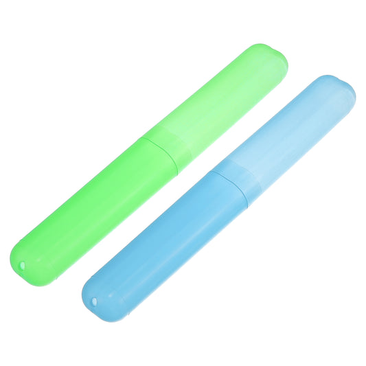 2 Pcs Lightweight Small Traveling Toothbrush Case, 7.48"x1.06" Blue, Green