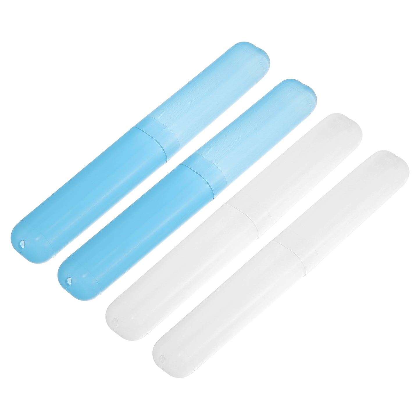 4 Pcs Lightweight Small Traveling Toothbrush Case, 7.48"x1.06" White, Blue