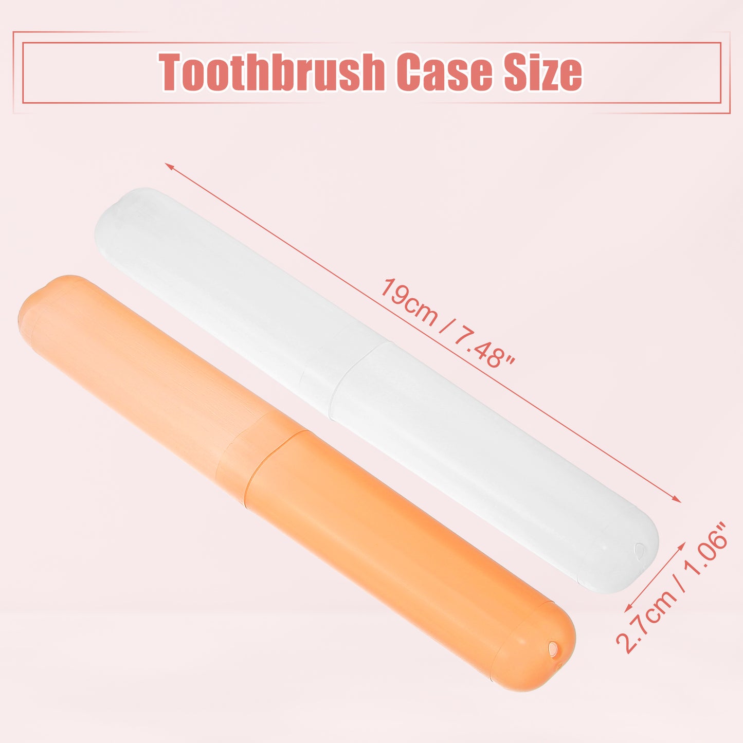 4 Pcs Lightweight Small Traveling Toothbrush Case, 7.48"x1.06" White, Orange