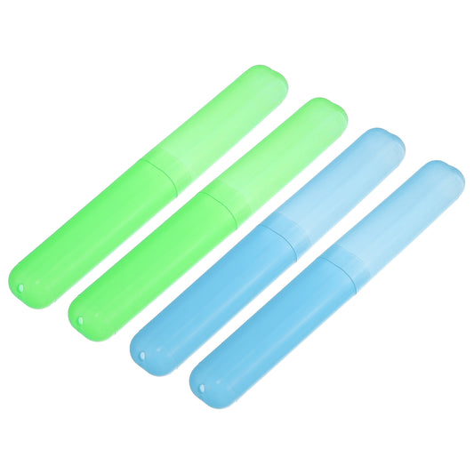 4 Pcs Lightweight Small Traveling Toothbrush Case, 7.48"x1.06" Blue, Green