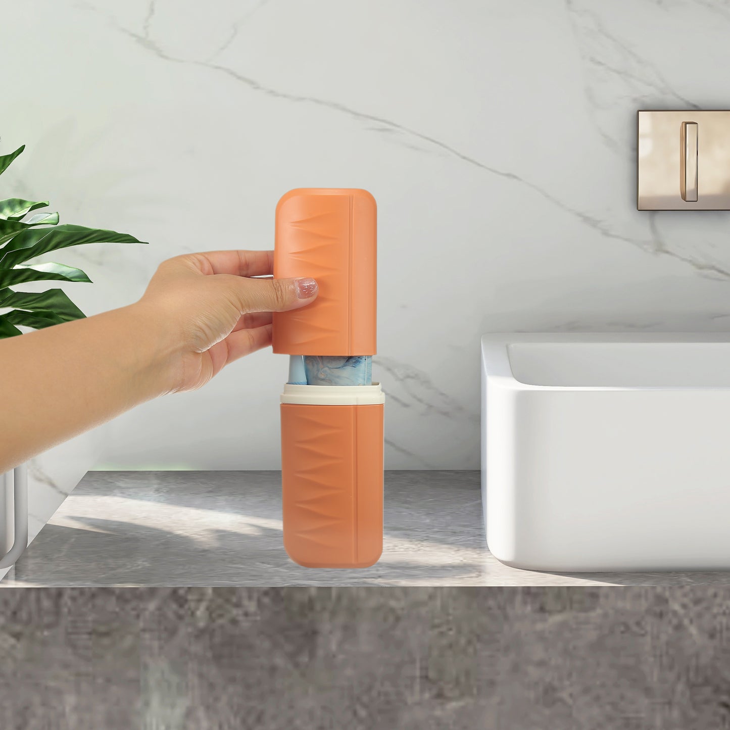 Lightweight Plastic Traveling Toothbrush Holders Case, 2.36"x1.57"x7.87" Orange