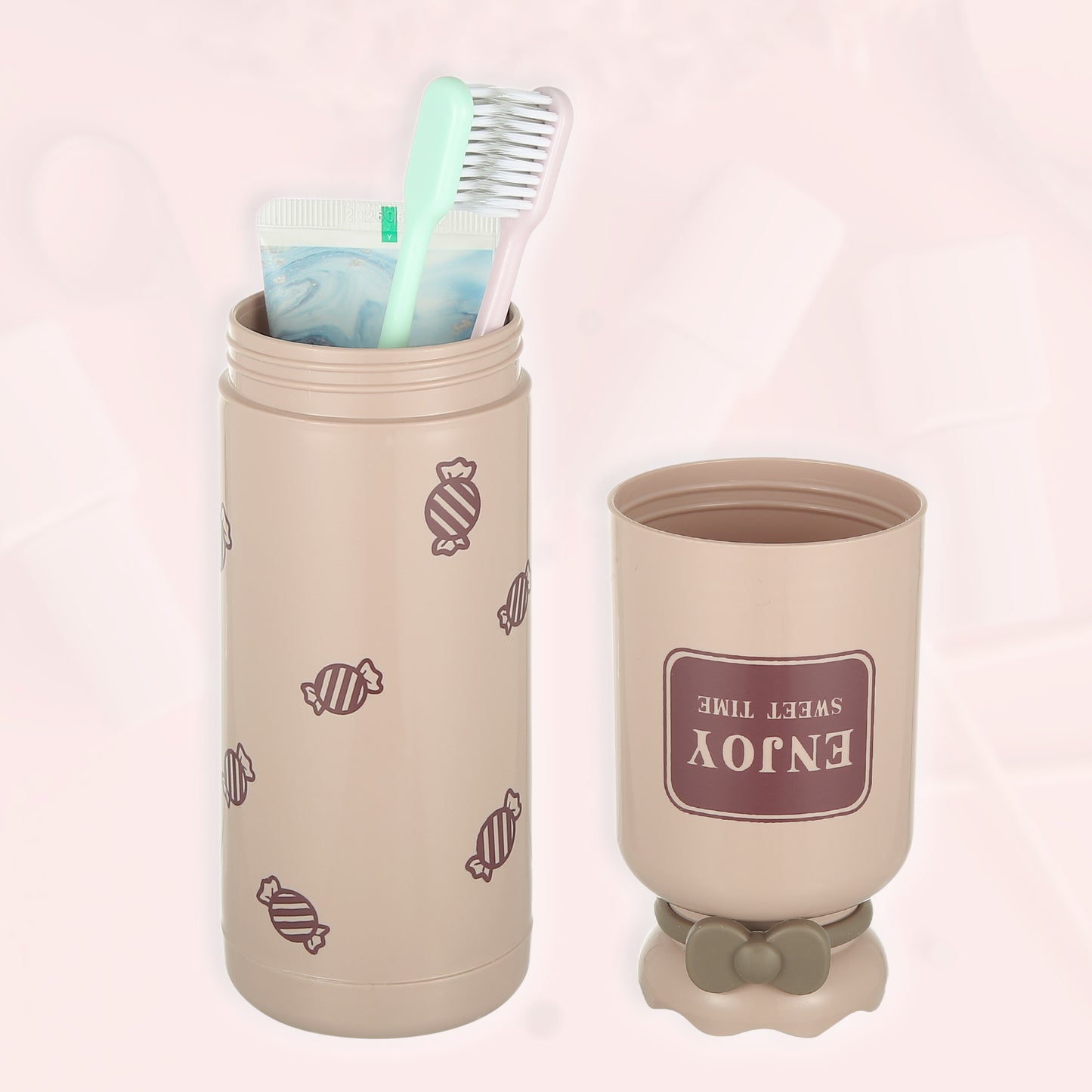 Lightweight Cute Toothbrush Travel Case 8.86"x2.44" Pink