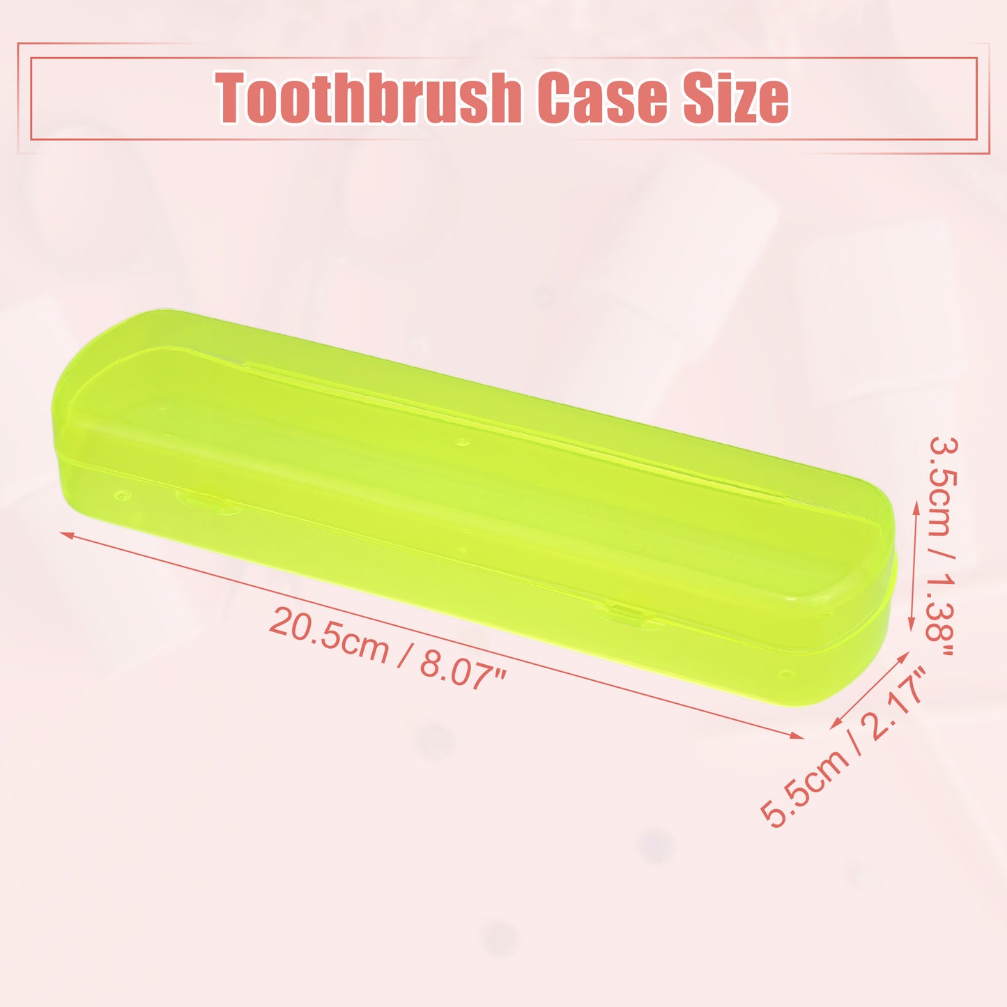 Plastic Lightweight Traveling Toothbrush Holders Case, 2.17"x1.38"x8.07" Yellow