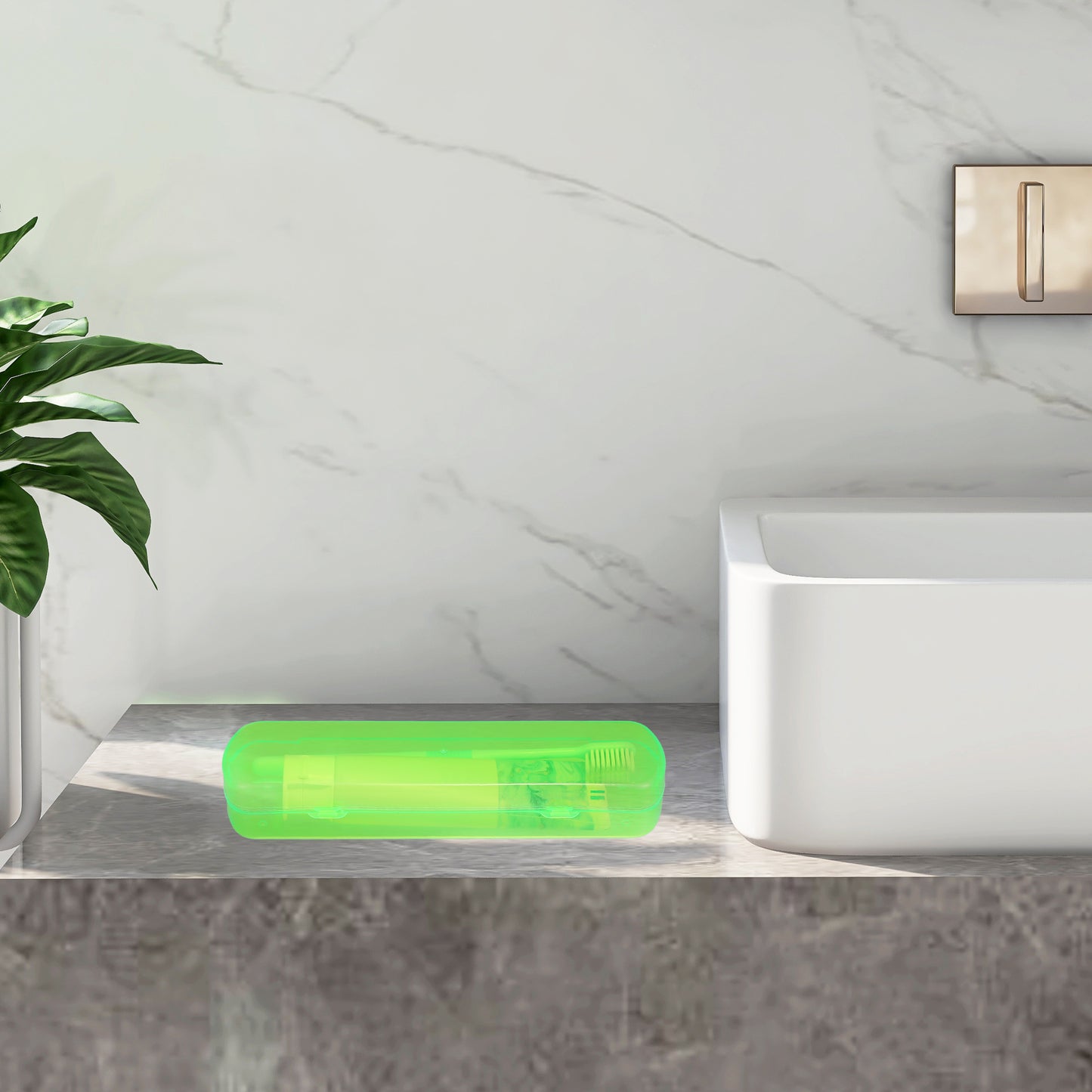 Plastic Lightweight Traveling Toothbrush Holders Case, 2.17"x1.38"x8.07" Green