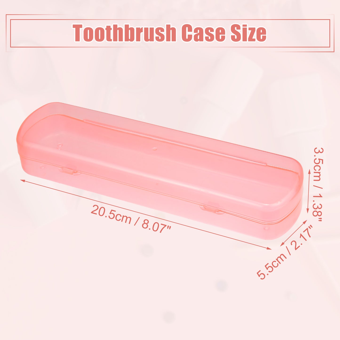 Plastic Lightweight Traveling Toothbrush Holders Case, 2.17"x1.38"x8.07" Pink