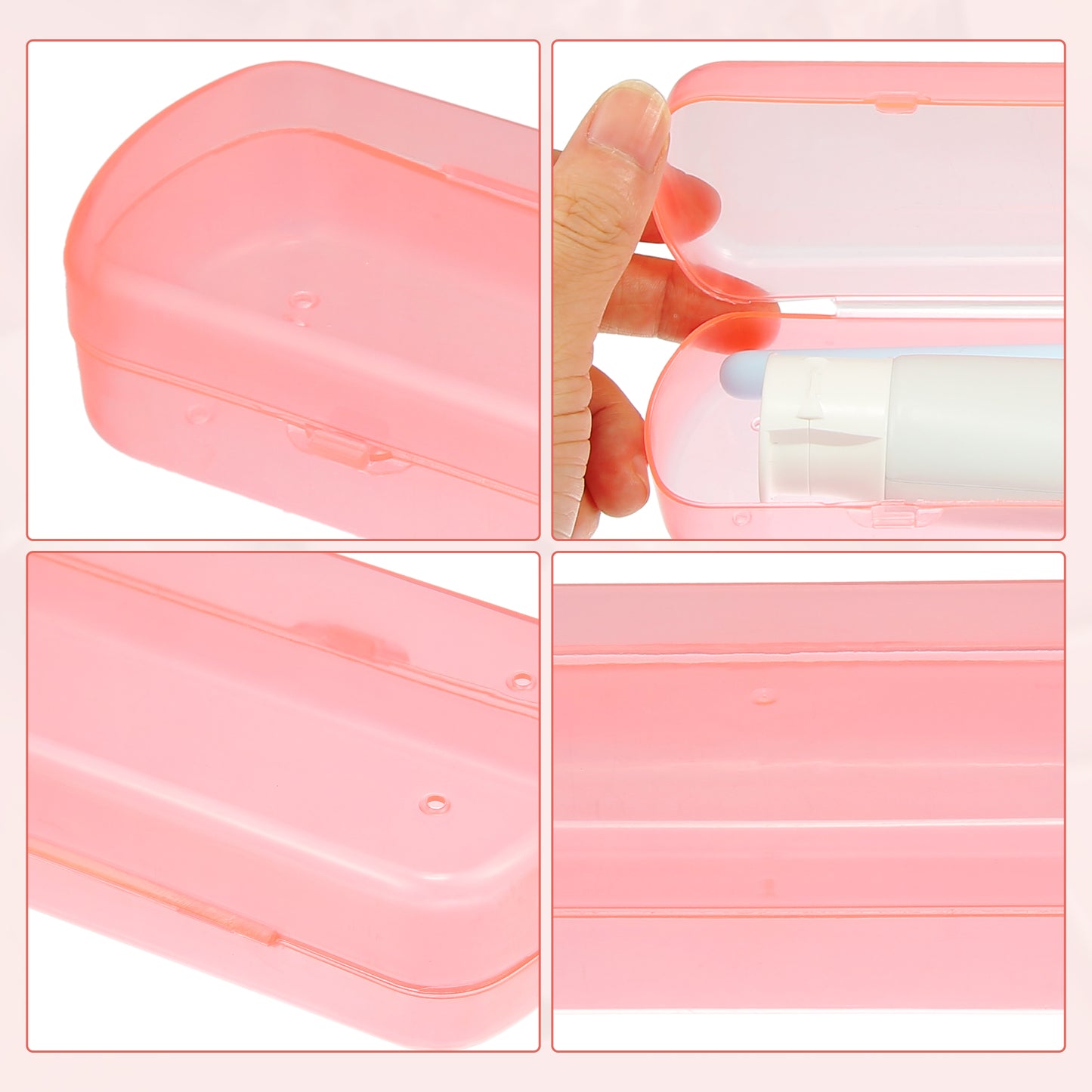 Plastic Lightweight Traveling Toothbrush Holders Case, 2.17"x1.38"x8.07" Pink