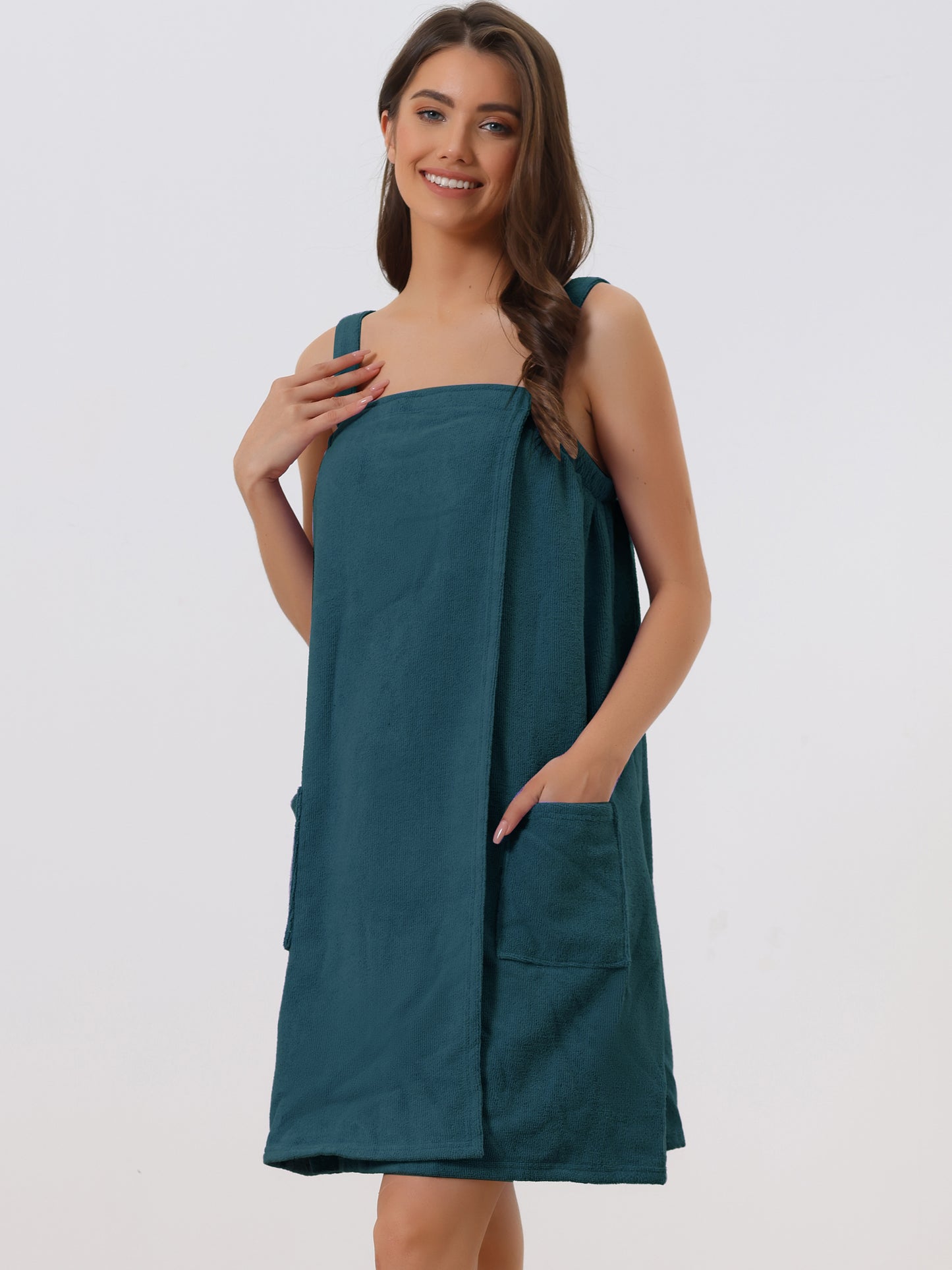 Bata de baño de felpa para mujer, con tirantes, ideal para gimnasio, ducha y baño.