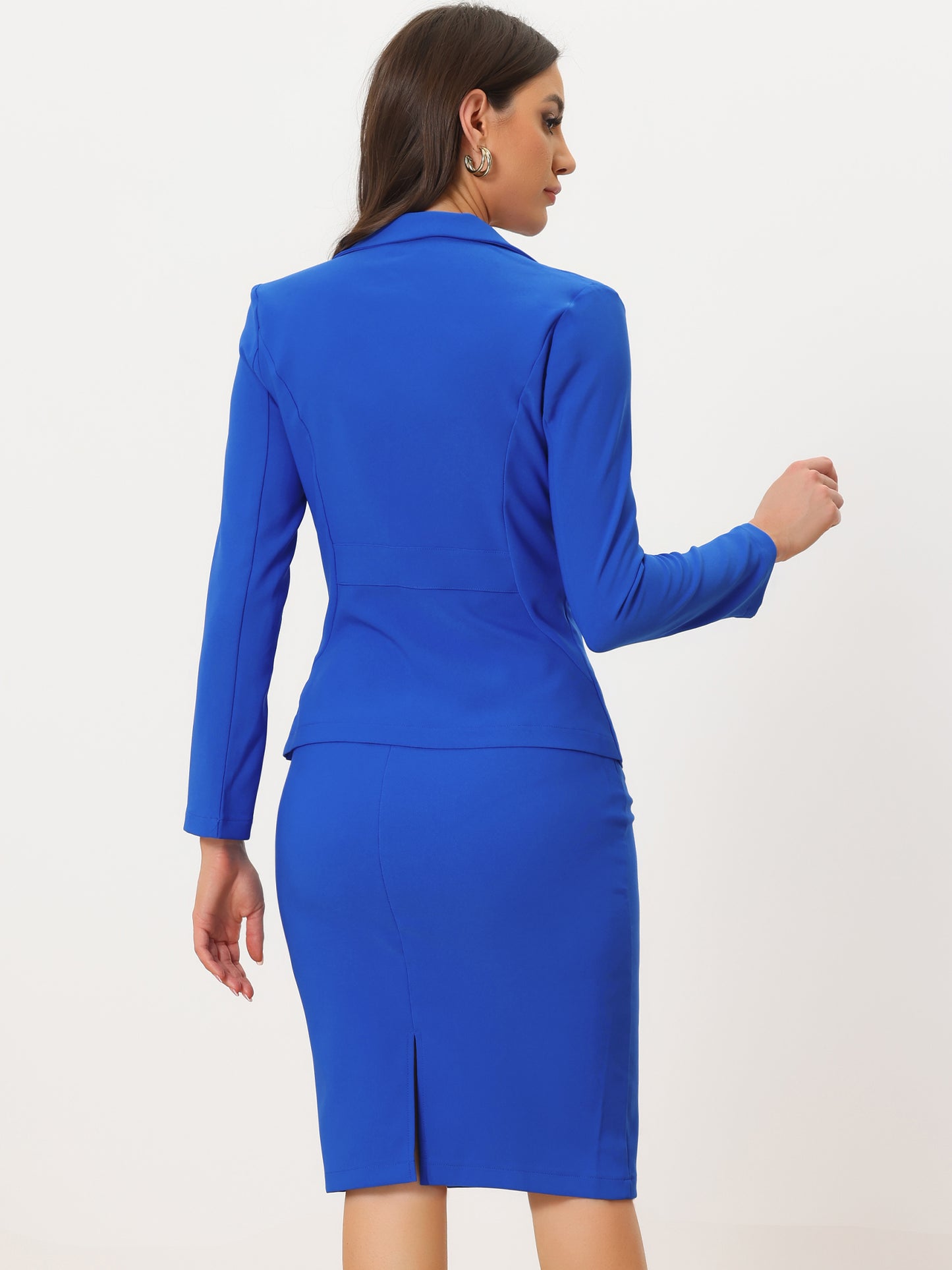 Women's 2 Piece Suit Skirt Set Business Casual Long Sleeve Blazer and Pencil Skirt (Available in Plus Size)