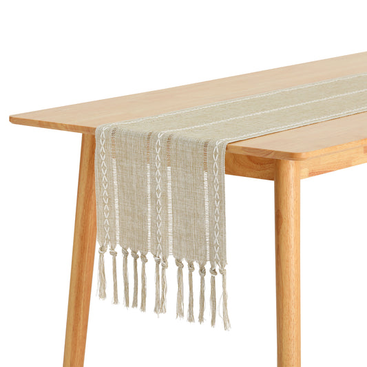 1 Pack Rustic Table Runner, Farmhouse Table Runners with Tassels, Rustic Table Runner