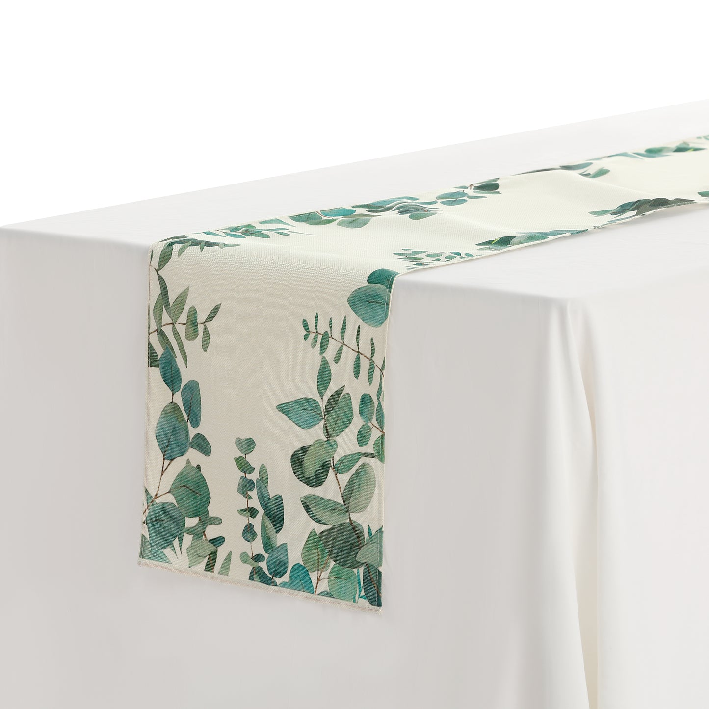 Table Runner 13x71 Inches, Green Leaf Farmhouse Burlap Indoor Kitchen Dining Table Decorations