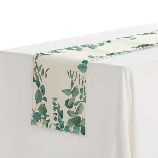 Camino de mesa de 13 x 71 pulgadas, diseño de hojas verdes de arpillera para decoración de mesa de comedor de cocina interior