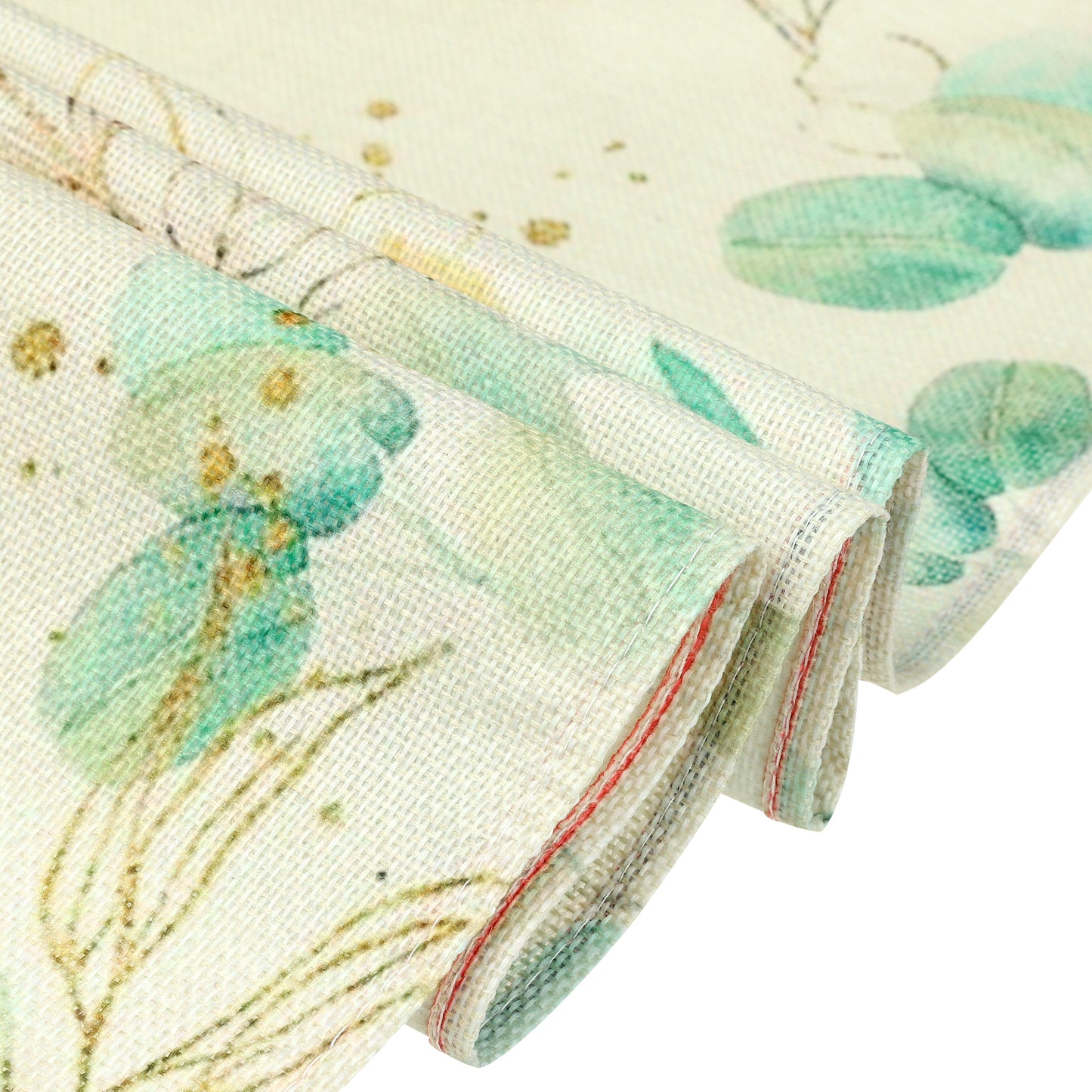Camino de mesa de 13 x 71 pulgadas, diseño de hojas verdes de arpillera para decoración de mesa de comedor de cocina interior