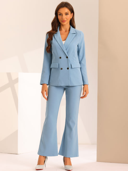 Women's 2 Piece Work Suit Business Formal Double-Breasted Blazer and Pants Set