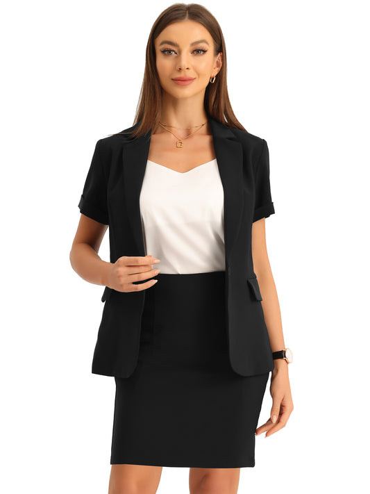 Women's Office Work Suit Blazer Skirt Suit 2 Piece Set