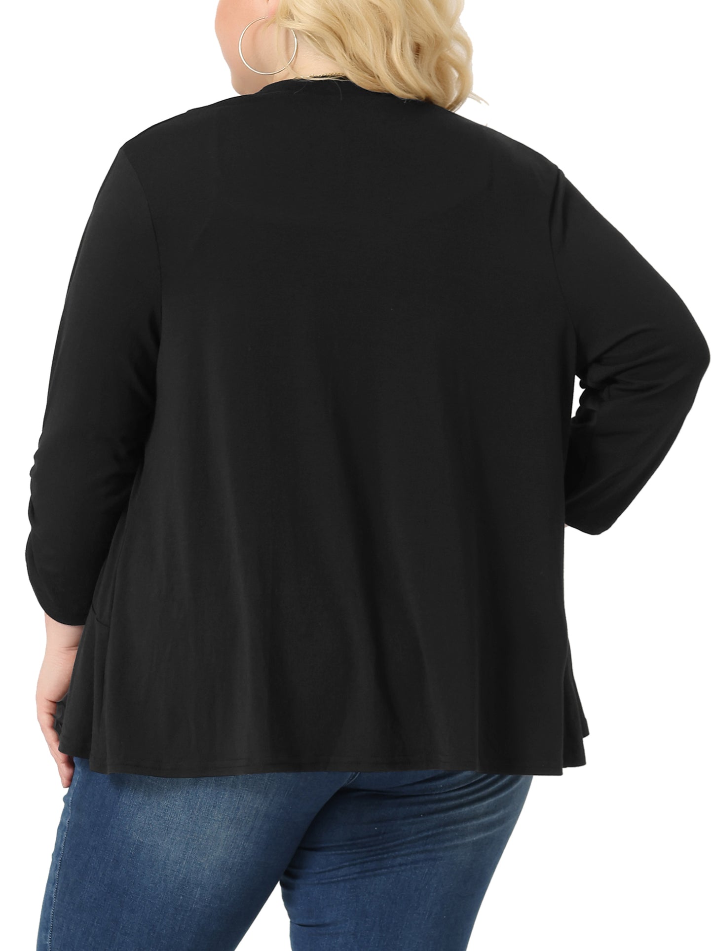 Women Plus Size Cardigan 3/4 Sleeve Open Front Cropped Shrug Bolero Jacket