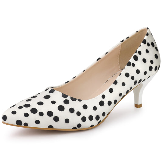 Zapatos de tacón alto con lunares y punta puntiaguda para mujer