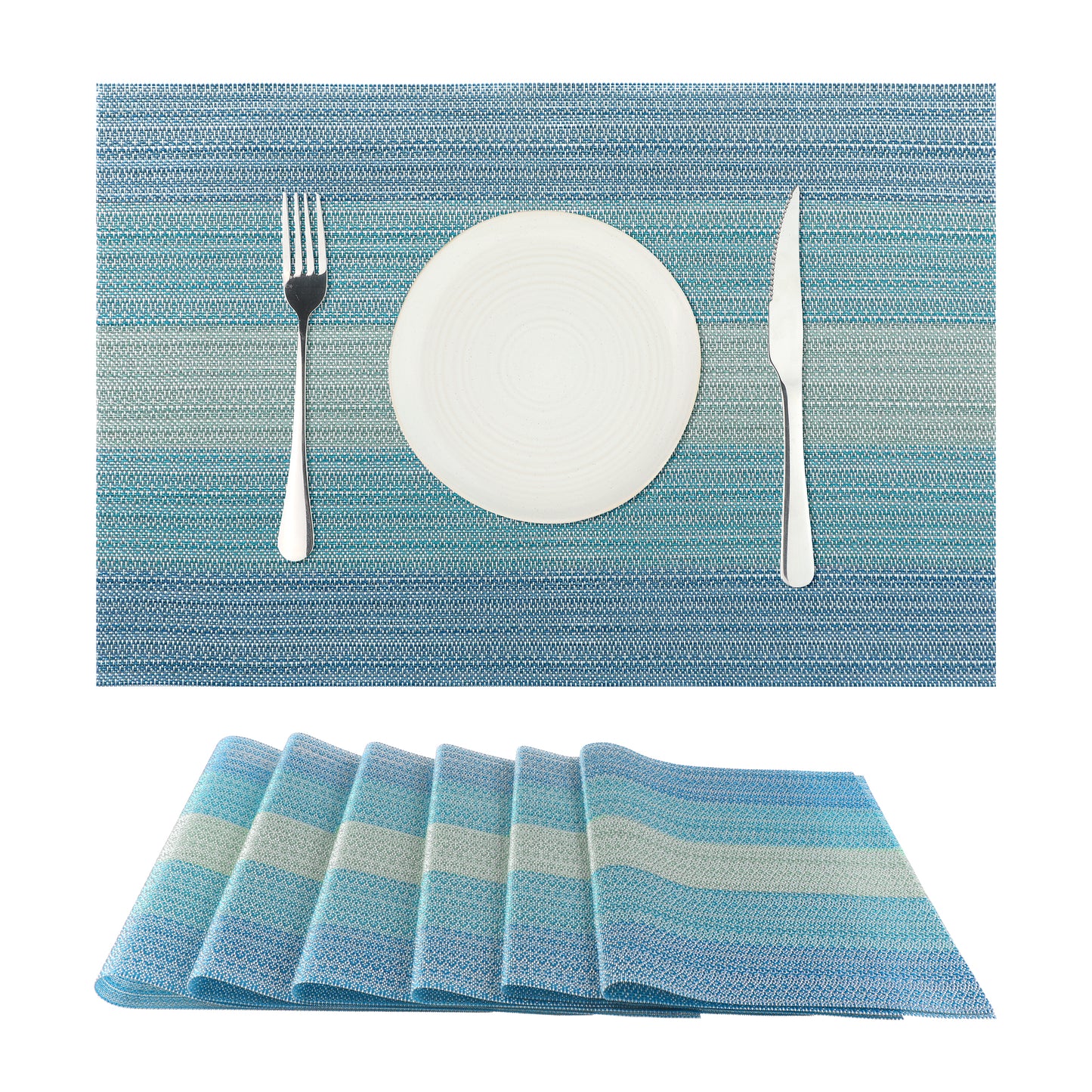 Placemats Set of 6 Washable Vinyl for Dining Table PVC Weave Table Mats 18*12in
