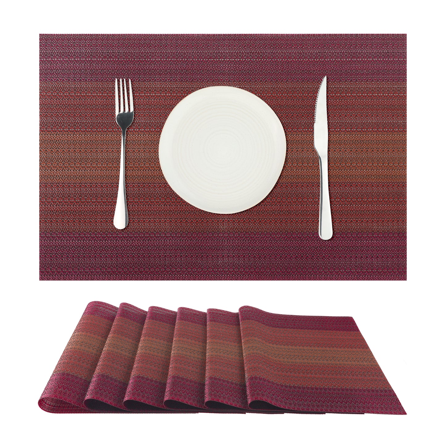 Placemats Set of 6 Washable Vinyl for Dining Table PVC Weave Table Mats 18*12in