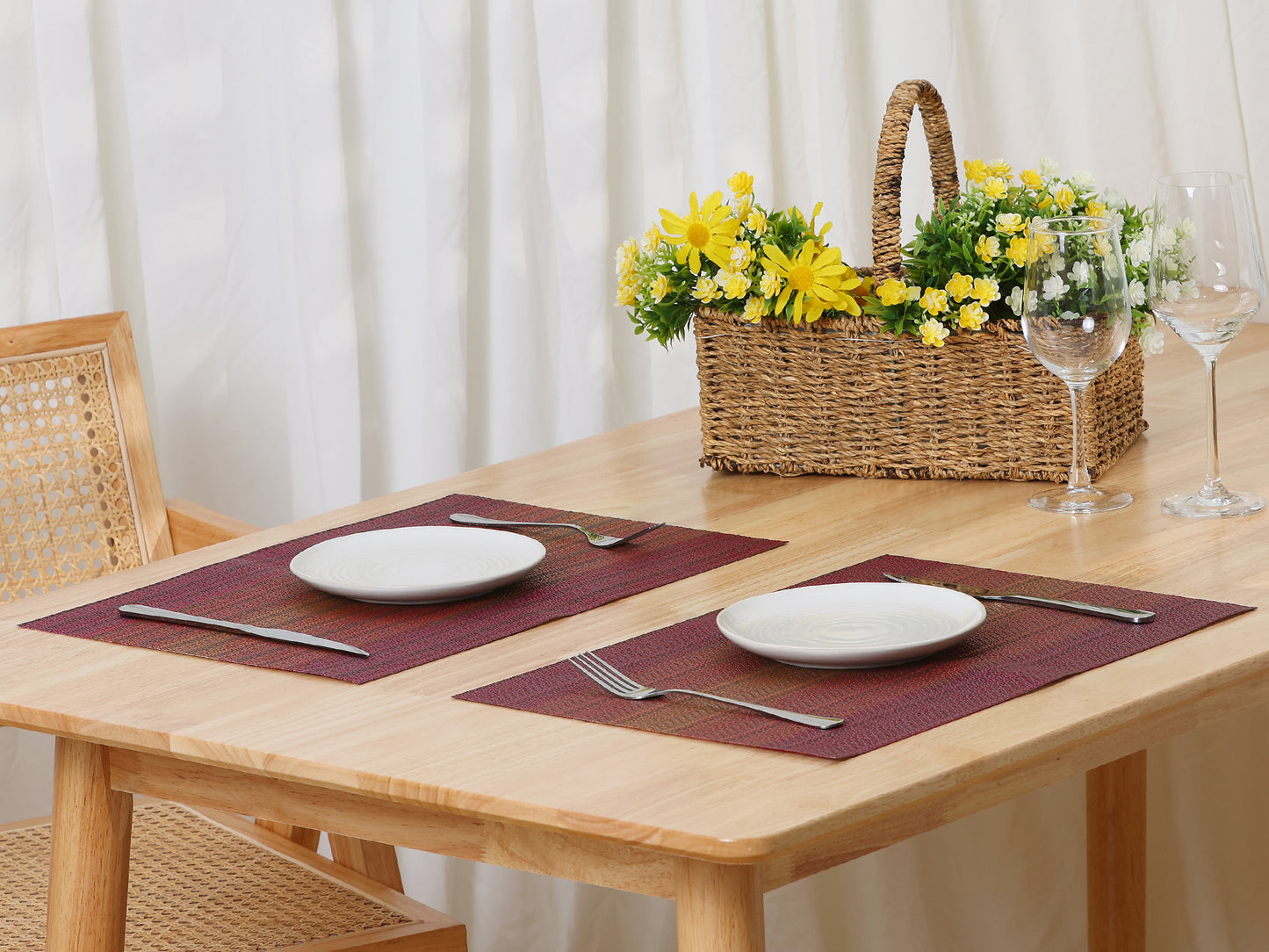 Placemats Set of 6 Washable Vinyl for Dining Table PVC Weave Table Mats 18*12in