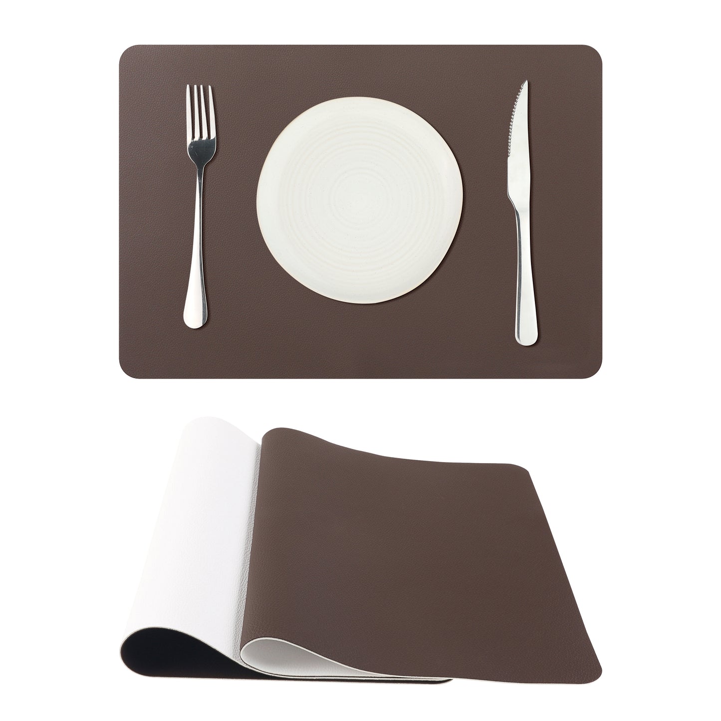 Placemats Set of 2 Faux Leather Heat Resistant Wipeable 17*12in