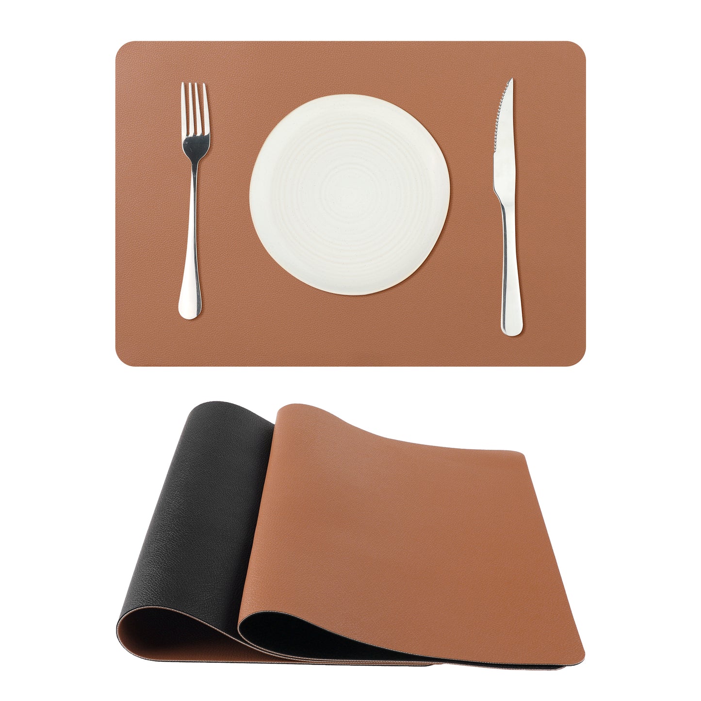 Placemats Set of 2 Faux Leather Heat Resistant Wipeable 17*12in