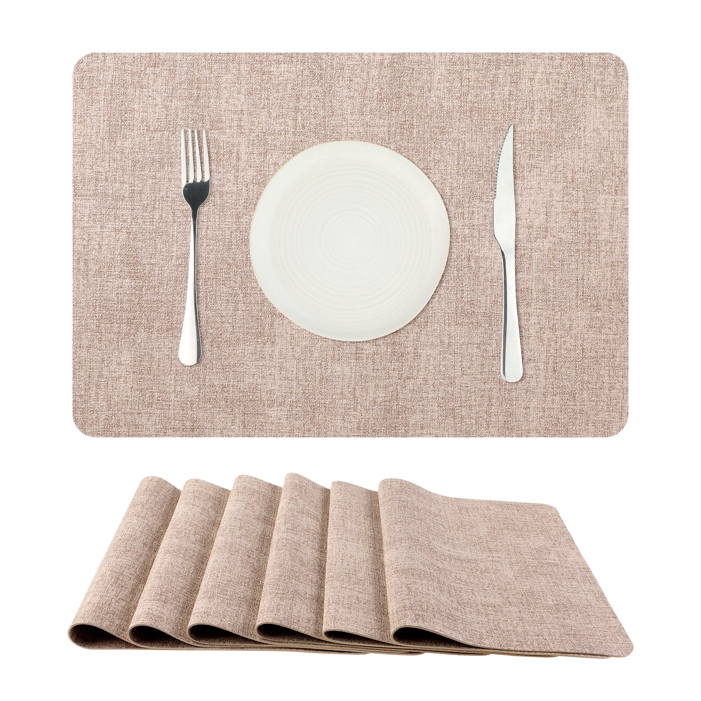 Placemats Set of 6 Faux Leather for Kitchen Dining Table Decor, Easy to Clean 17*12in