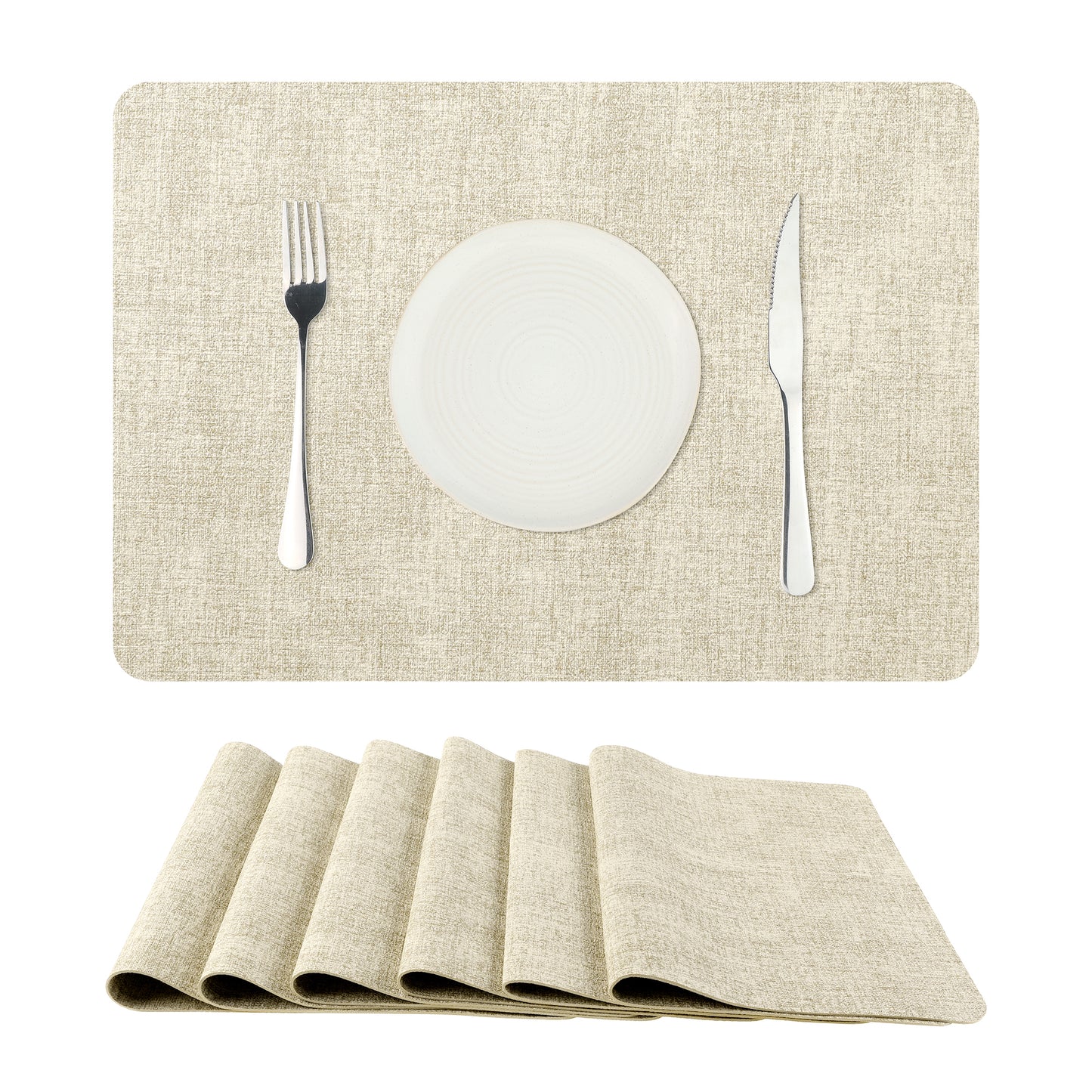 Placemats Set of 6 Faux Leather for Kitchen Dining Table Decor, Easy to Clean 17*12in