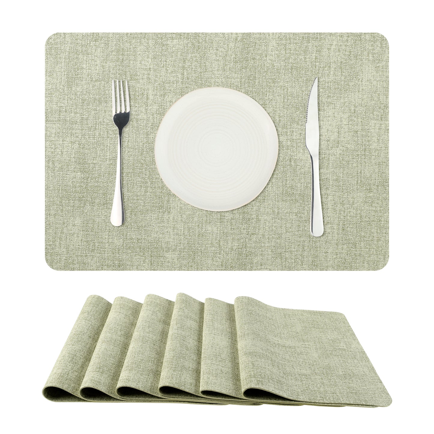 Placemats Set of 6 Faux Leather for Kitchen Dining Table Decor, Easy to Clean 17*12in