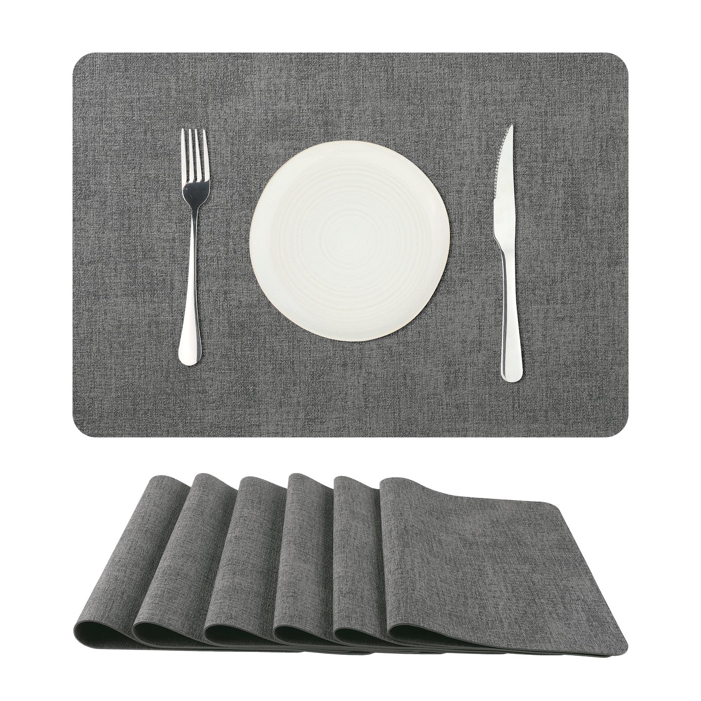 Placemats Set of 6 Faux Leather for Kitchen Dining Table Decor, Easy to Clean 17*12in