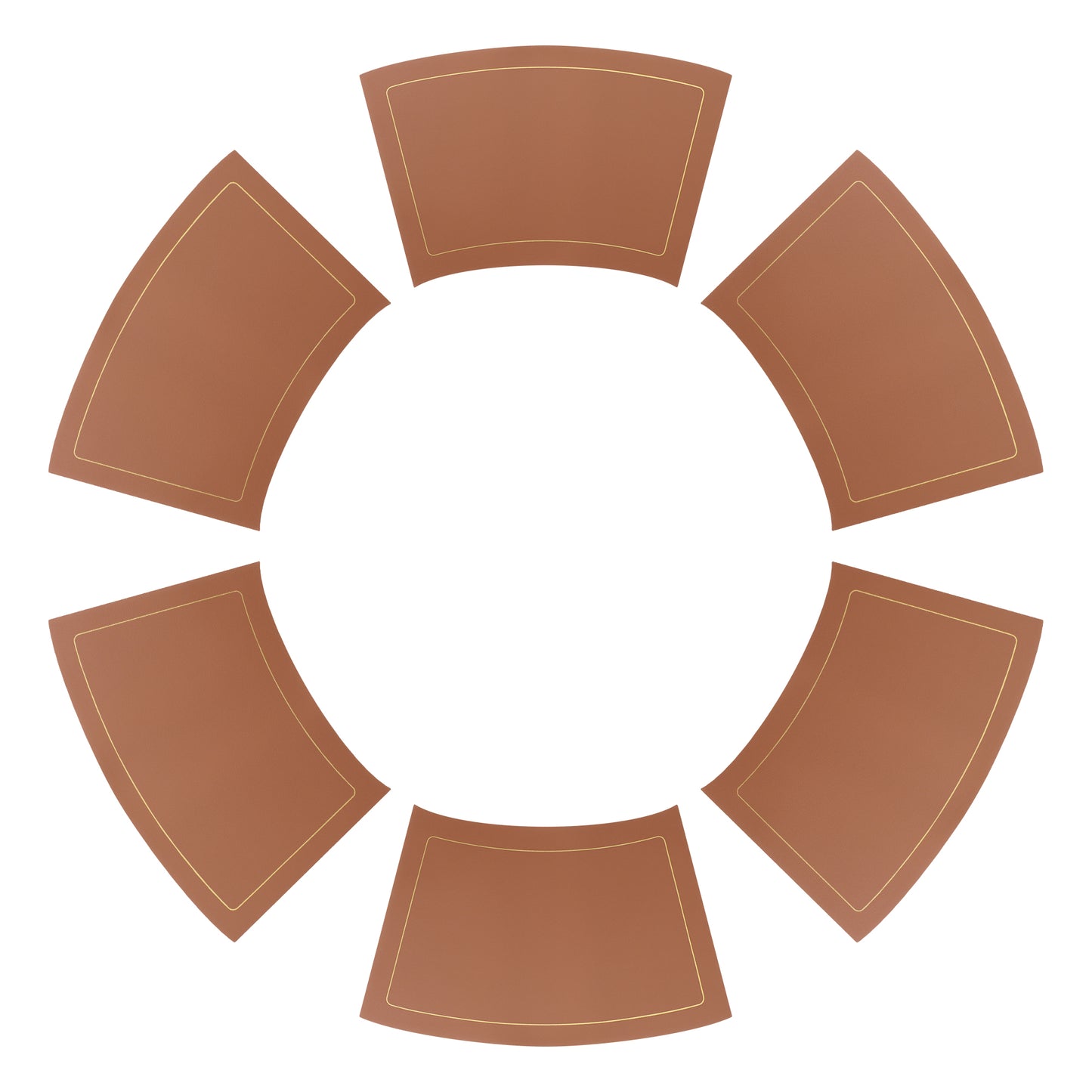 Round Table Placemats, Set of 6 Wedge Faux Leather Heat Resistant 20*12in