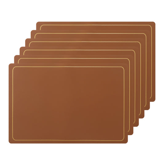 Set of 6 Faux Leather Placemats for Kitchen Dining Table Decor, Washable Wipeable 18*12in
