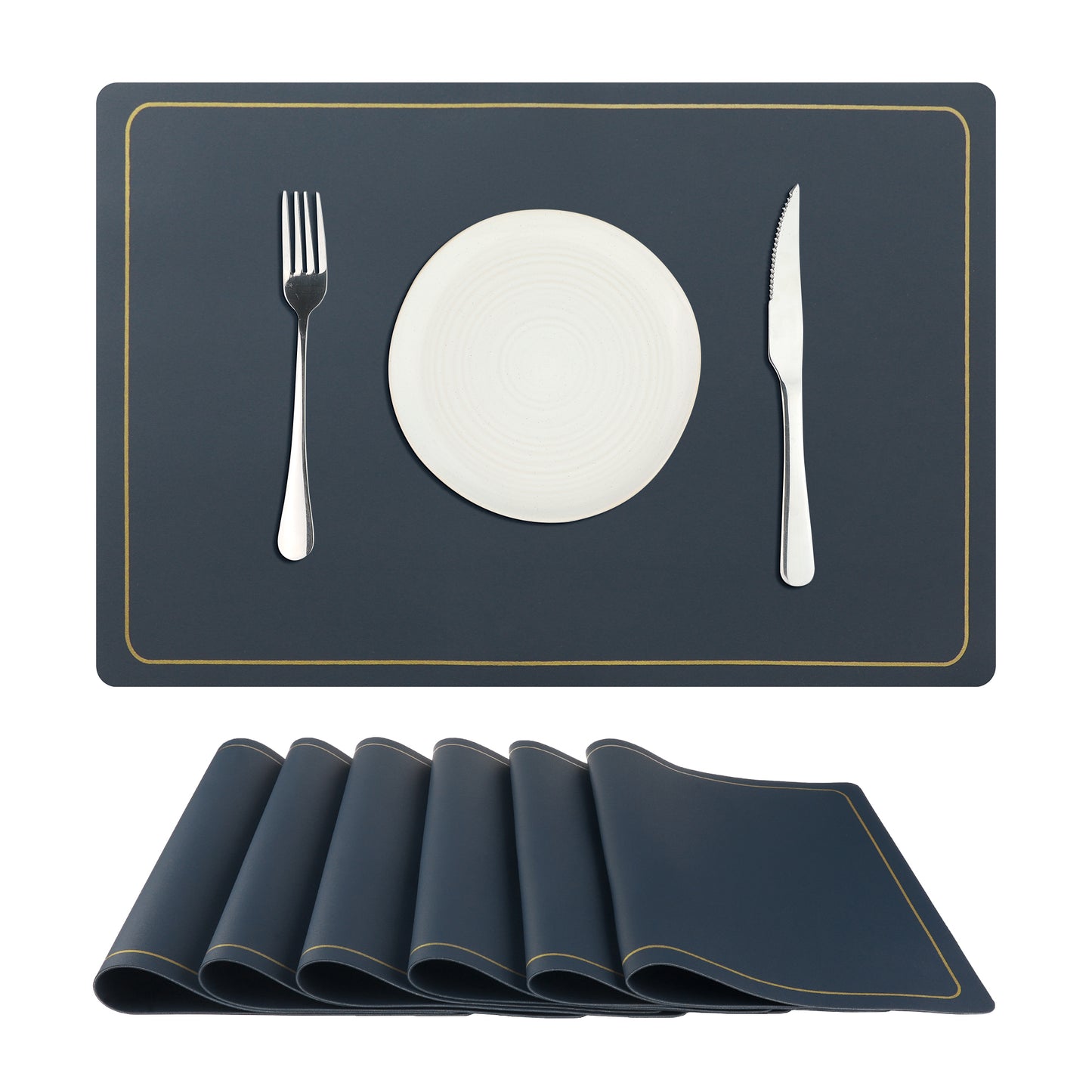 Set of 6 Faux Leather Placemats for Kitchen Dining Table Decor, Washable Wipeable 18*12in